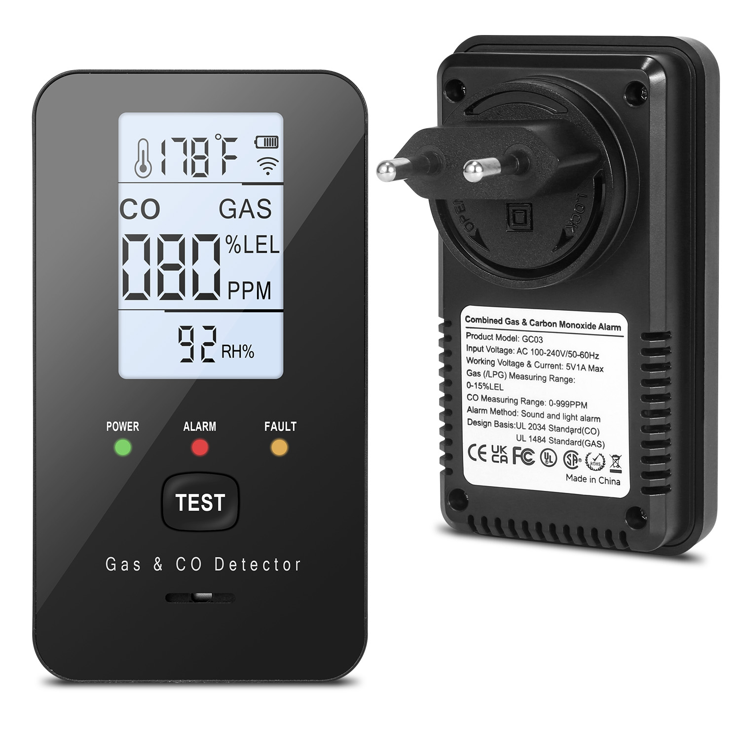 Home Security For Apartments - Combination Natural Gas Detector & Carbon