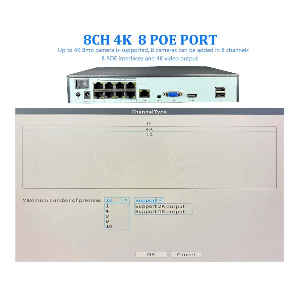 4K 10CH NVR 4/8Port POE For 8M - đánh giá và giá Home Security With Cameras